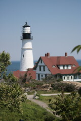 Fototapeta na wymiar Beautiful Coastal Maine Lighthouse Building