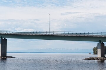 Concrete bridge over Lake Storsjön between the island of Frösön and the Rödön peninsula