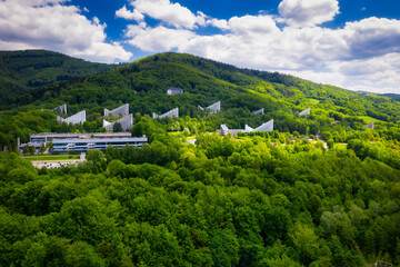 Scenery of the town and health resort in Ustron on the hills of the Silesian Beskids. Poland