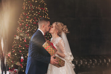 the bride and groom celebrate the new year