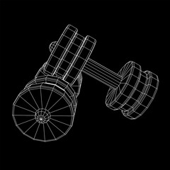 Dumbbells Gym equipment. Bodybuilding, powerlifting, fitness concept. Wireframe low poly mesh vector illustration
