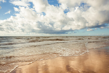 Baltic sea shore. Latvia, Ventspils. Summer day