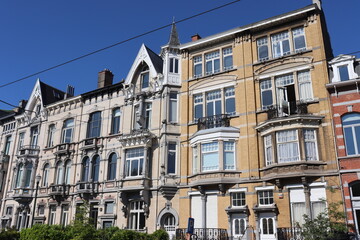 Schöne Altbaufassaden im Brüsseler Stadtteil Ixelles, Belgien
