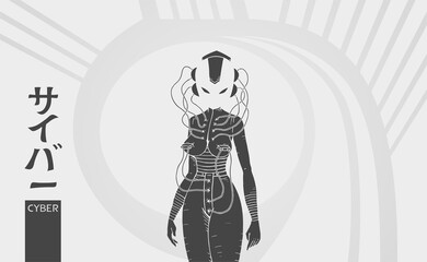 Futuristic cyber woman illustration
