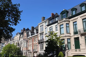 Fototapeten Schöne Altbaufassaden im Brüsseler Stadtteil Ixelles, Belgien © finecki