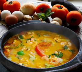 Moqueca fish and shrimp, traditional dish of Brazilian cuisine