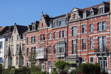 Schöne Altbaufassaden im Brüsseler Stadtteil Ixelles, Belgien