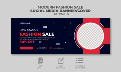 Fashion sale social media banner and social media cover template, web banner, unique design, trendy design