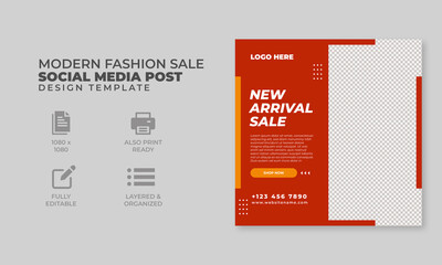 Fashion sale social media post, social media banner, web banner template, ready to upload, trendy design