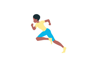 Fototapeta na wymiar Athletic Runner Boy Running isolated on white background young man