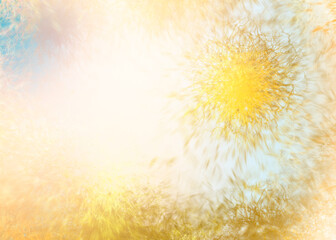 gradient, abstract, light, yellow, sun, flower, explosion, nature, sky, blue, orange, bright, fireworks, summer, spring, dandelion, color, illustration, fire, white, texture, art, design, red, beautif