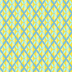 Diagonal pattern, seamless pattern with blue rhombuses and yellow stripes.
