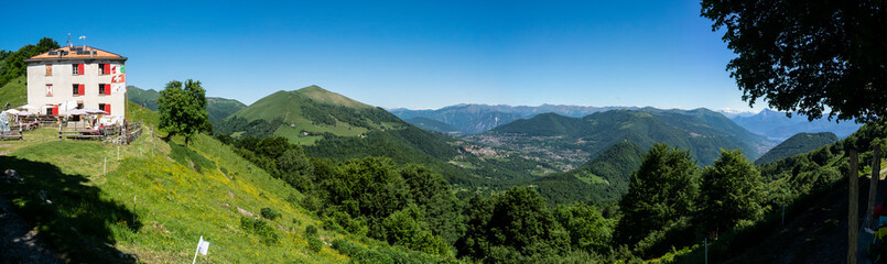 Fototapeta na wymiar Landscape of Valle Intelvi from Sasso Gordona Mountain