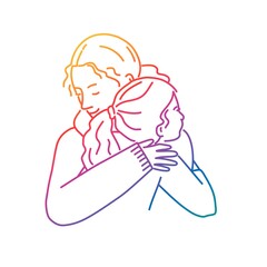 Mother and daughter hugging each other