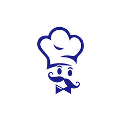 Chef in a cap logo design template for a dark background. Vector illustration.