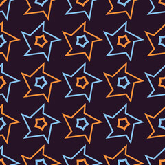 Seamless pattern with bright geometric stars.