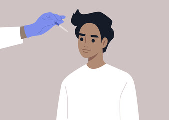 A doctor instills eyedrops with a pipette, ophthalmologist checkup, eye hygiene