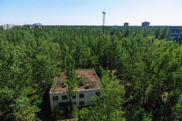 Abandoned buildings of ghost town Pripyat Chornobyl Zone