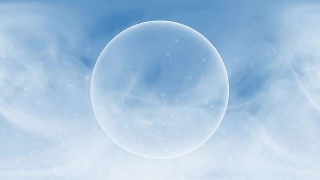 Concept copy space glass orb with smoke animation background.