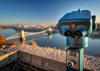 Telescope which through you can see Budapest details