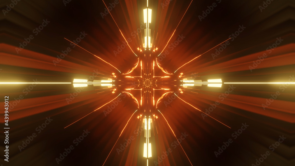 Poster 3d render. sci-fi tunnel with neon lights. abstract high-tech tunnel as background in the style of c