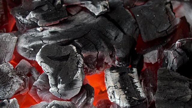 Burning coals in the grill. Summer BBQ