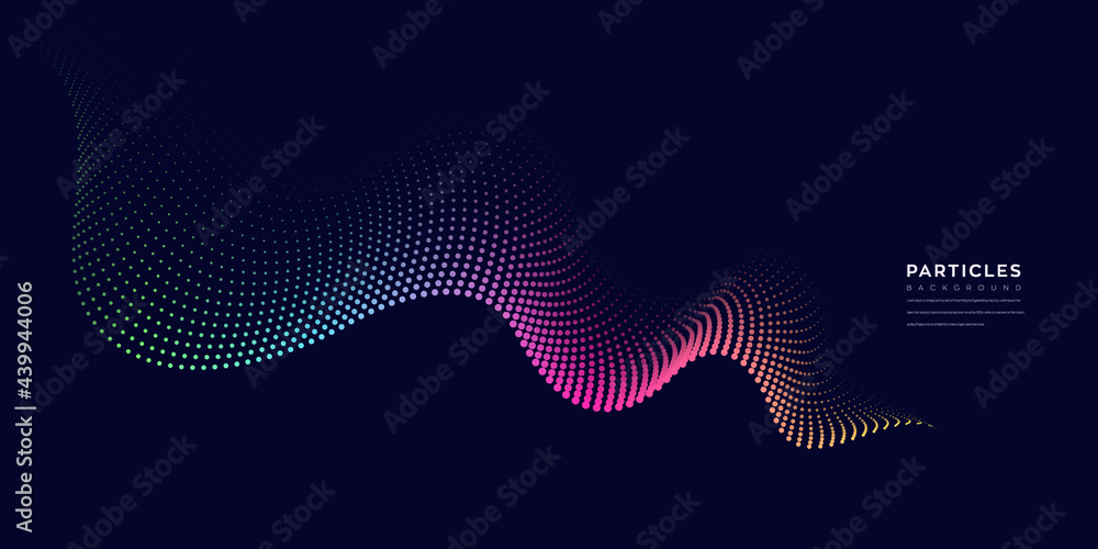 Poster wave vector element with abstract colorful lines on black background use for banner, poster, website