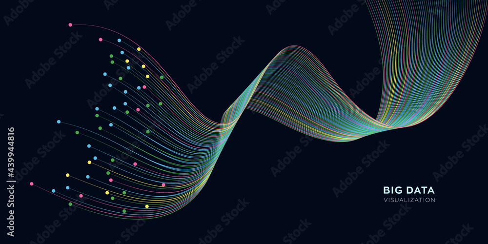 Fototapete abstract vector explosion colorful lines equalizer isolated technology background. big data algorith