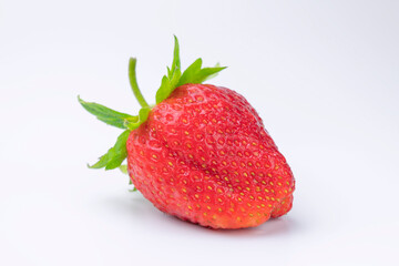strawberries with leaves on a white background. isolate. isolate