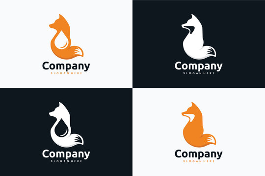 set of sitting fox logo template