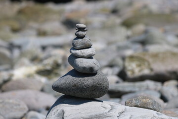 Stacked Rock Pile on a Maine Beach