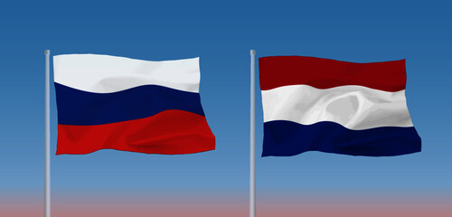 Fototapeta na wymiar ロシアとオランダの国旗