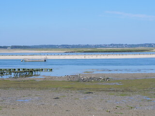 Fototapeta na wymiar The landscape at le Croisic at low tide. June, 2021, France.