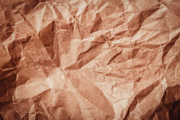 Crumpled paper with wrinkles, vignette, copy space, texture close-up