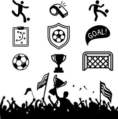 set of soccer icons. Coleção de icones de futebol - obrazy, fototapety, plakaty