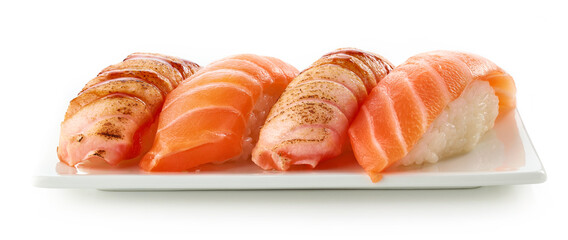 plate of salmon sushi