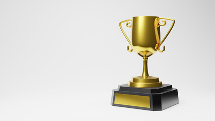 Gold Trophy Cup 3d rendering