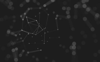 Abstract background. Molecules technology with polygonal shapes, connecting dots and lines. Connection structure. Big data visualization.
