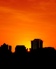 Naklejka premium Building Sunset