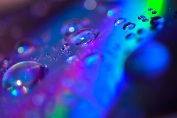 Fantastic rainbow-colored light and water droplets