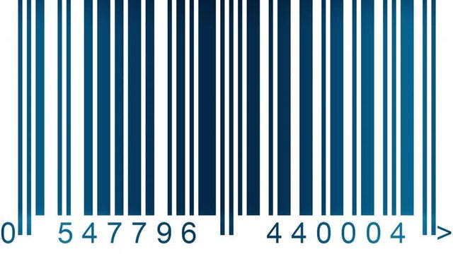 seamless looping animation of barcode scanner process. trendy blue colors. fast changing labels digits and concept of business and consumerism