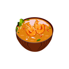 Illustration tom yum soup thai food design isolated on white background