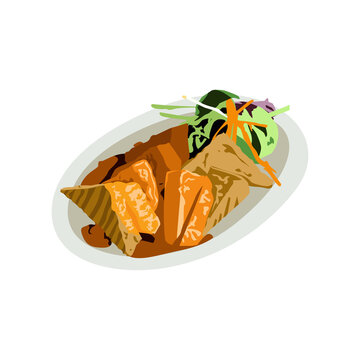 Illustration fried tofu thai food design isolated on white background