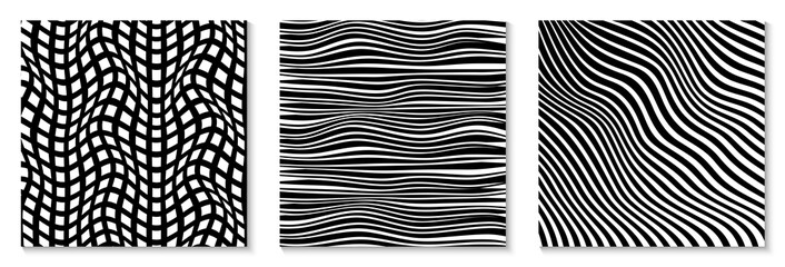 Set of layouts with wavy lines.Abstract background modern design. Minimalistic template for poster, banner, cover, postcard