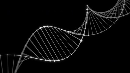 Rotating glowing DNA molecule. Plexus structure, grid from lines and particles. Seamless loop - Powered by Adobe