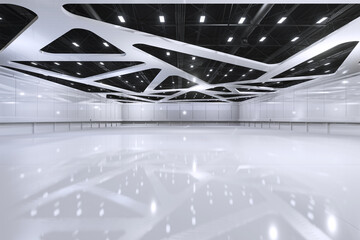 Empty hall exhibition centre.The backdrop for exhibition stands,booth elements.
Conversation centre for the conference.Big Arena for entertainment,concert,event.
Indoor stadium for sport.3D render. - obrazy, fototapety, plakaty
