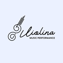 line art violin logo icon vector template