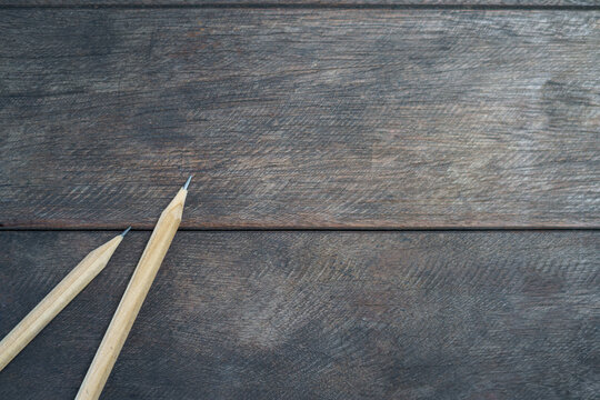 Wood plank and pencil background 