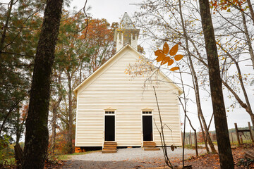 Fototapeta na wymiar Early American Methodist Church Great Smoky Mountains National Park Appalachian Historic