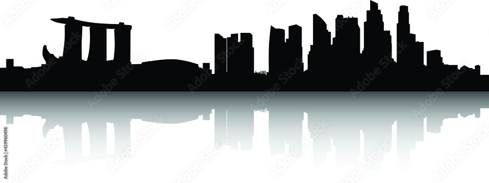 Wall mural Singapore City Skyline silhouette illustration in high resolution